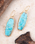 Odyssey Long Blue Turquoise and Golden Statement Earrings