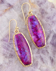 Odyssey Long Purple Turquoise and Bronze Statement Earrings