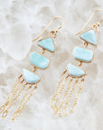 Ohana Blue Larimar Golden Chandelier Drop Earrings