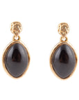 Black Onyx Hammered Post Drop Golden Earrings