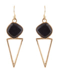 Onyx and Bronze Triangle Earrings