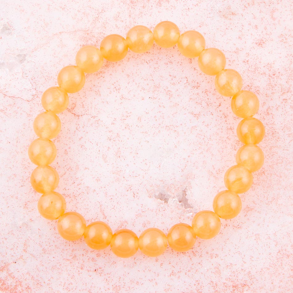 Orange Apricot Jade Beaded Stretch Bracelet