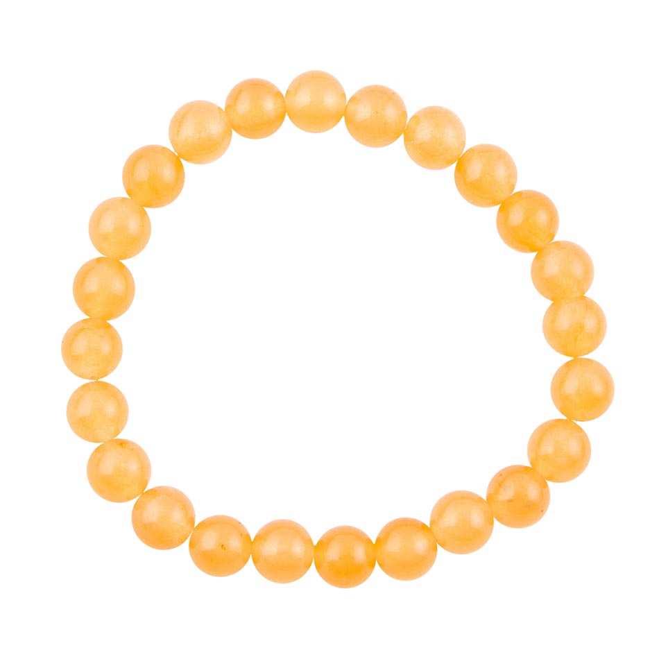 Orange Apricot Jade Beaded Stretch Bracelet