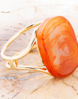 Orange Carnelian Golden Cuff Bracelet