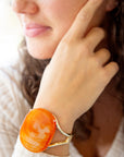 Orange Carnelian Golden Cuff Bracelet