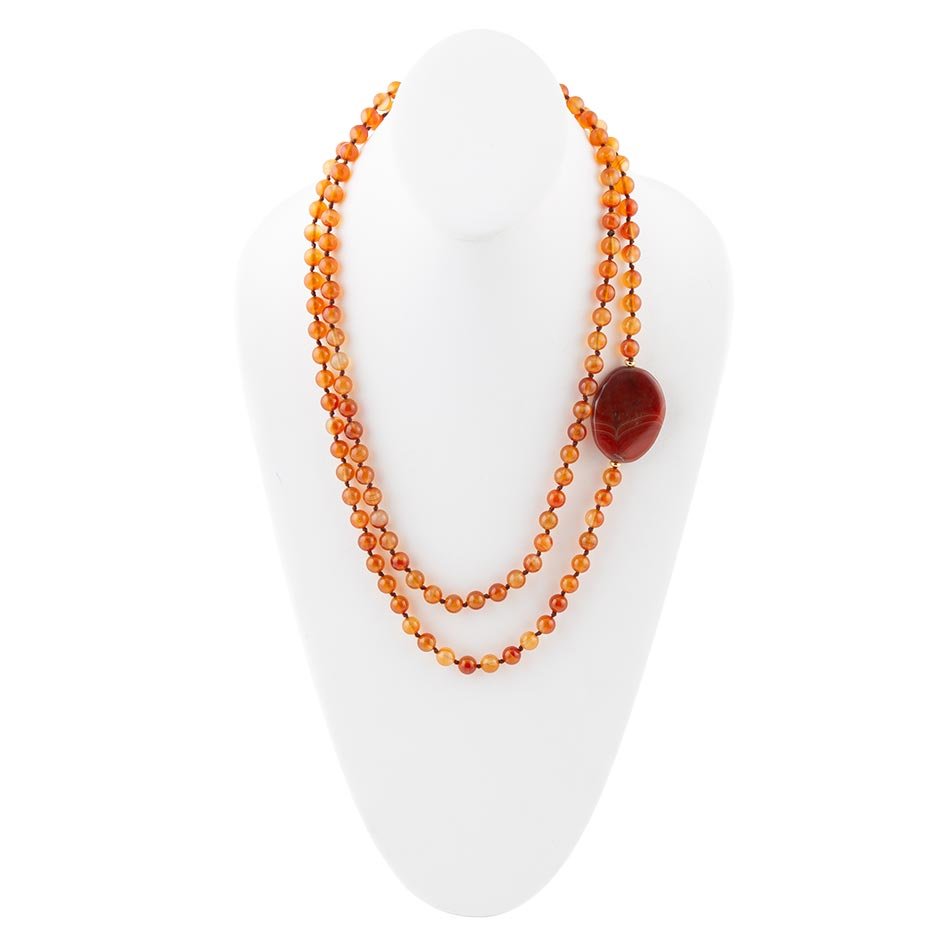 Orange Carnelian Knotted Necklace