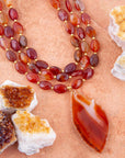 Orange Carnelian Statement Golden Necklace