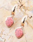 Orange Sponge Coral and Golden Half Hoop Earrings