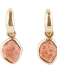 Orange Sponge Coral and Golden Half Hoop Earrings