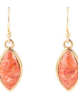 Orange Sponge Coral Golden Drop Earrings