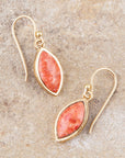Orange Sponge Coral Golden Drop Earrings