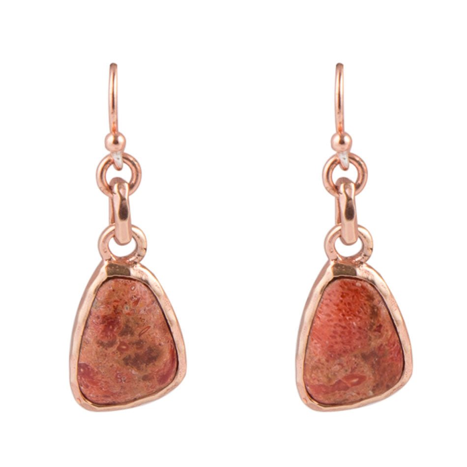 Orange Sponge Coral Earrings - Copper