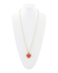 Orange Sponge Coral Golden Heart Pendant Necklace