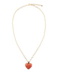 Orange Sponge Coral Golden Heart Pendant Necklace
