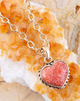 Orange Sponge Coral Heart Pendant and Golden Bronze Necklace