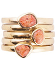 Orange Sponge Coral Golden Stacking Ring Set