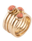 Orange Sponge Coral Golden Stacking Ring Set
