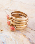 Orange Sponge Coral Golden Stacking Ring Set