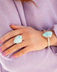 Organic Blue Larimar and Sterling Silver Cuff Bracelet