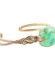 Ornate Lime Green Turquoise Golden Cuff