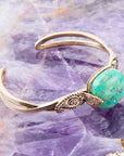 Ornate Lime Green Turquoise Golden Cuff