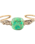 Ornate Lime Green Turquoise Golden Cuff