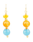 Oxana Yellow and Blue Jade Golden Drop Earrings