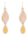 Peach Aventurine and Yellow Jade Drop Earrings