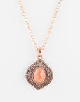 Peach Aventurine Pendant and Rose Gold Necklace