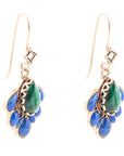 Peacock Blue Lapis Golden Drop Earrings