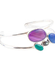 Peacock Multi-Stone and Sterling Silver Cuff Bracelet
