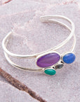 Peacock Multi-Stone and Sterling Silver Cuff Bracelet