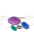 Peacock Multi-Stone and Sterling Silver Cuff Bracelet