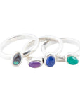 Peacock Colorful Multi-Stone and Sterling Silver Ring Set
