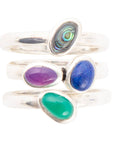 Peacock Colorful Multi-Stone and Sterling Silver Ring Set