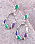 Peacock Multi-Stone Sterling Silver Earrings
