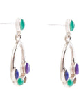 Peacock Multi-Stone Sterling Silver Earrings