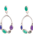 Peacock Multi-Stone Sterling Silver Earrings