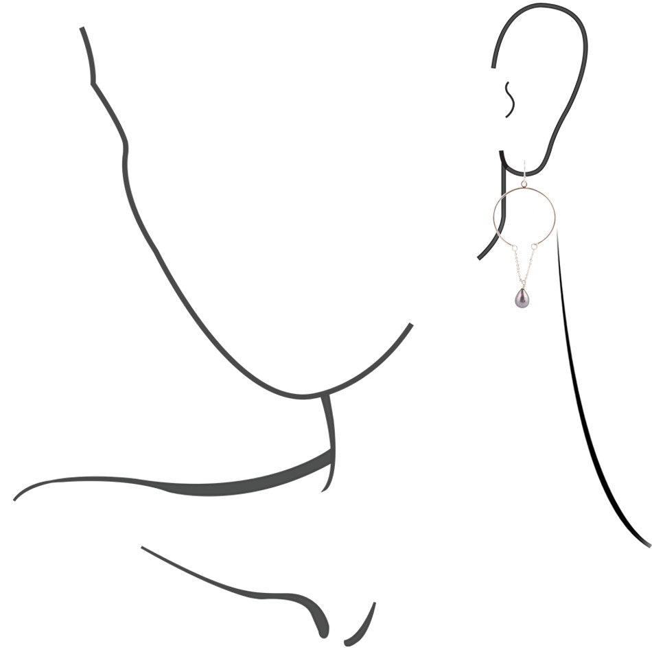 Pearl and Sterling Silver Chain Earrings