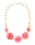 Peony Fuchsia Pink Agate Statement Necklace