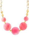 Peony Fuchsia Pink Agate Statement Necklace