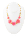 Peony Fuchsia Pink Agate Statement Necklace