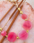 Peony Fuchsia Pink Agate Statement Necklace