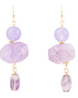Purple Periwinkle Amethyst Golden Drop Earrings
