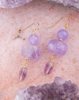 Purple Periwinkle Amethyst Golden Drop Earrings