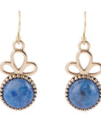Petals of Blue Lapis Drop Golden Earrings