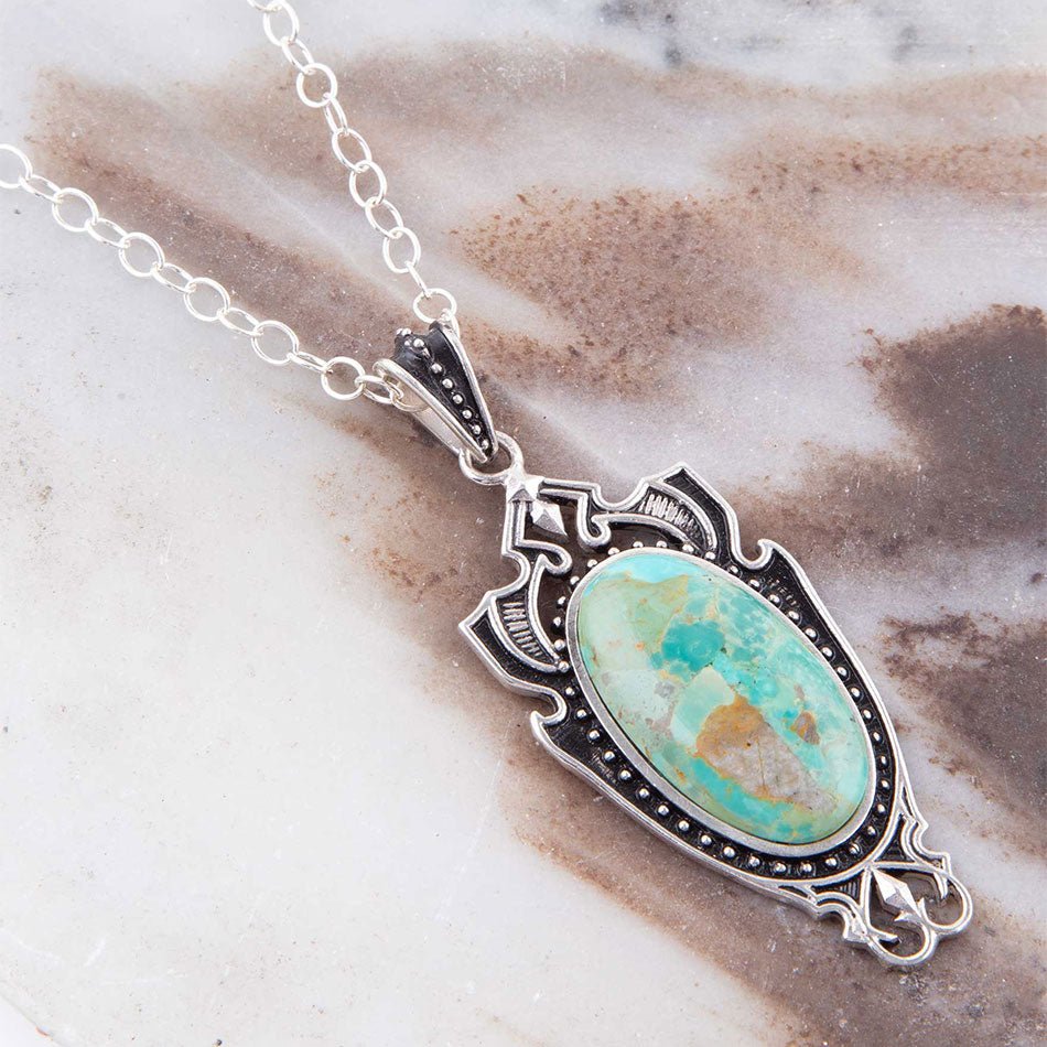 Phantom Turquoise and Sterling Silver Pendant Necklace