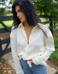 Kai Textured Buttoned Turn Down Collar