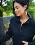 Vivienne Zip Up Stand Collar Ribbed Thumbhole Sleeve Sweatshirt