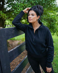 Vivienne Zip Up Stand Collar Ribbed Thumbhole Sleeve Sweatshirt